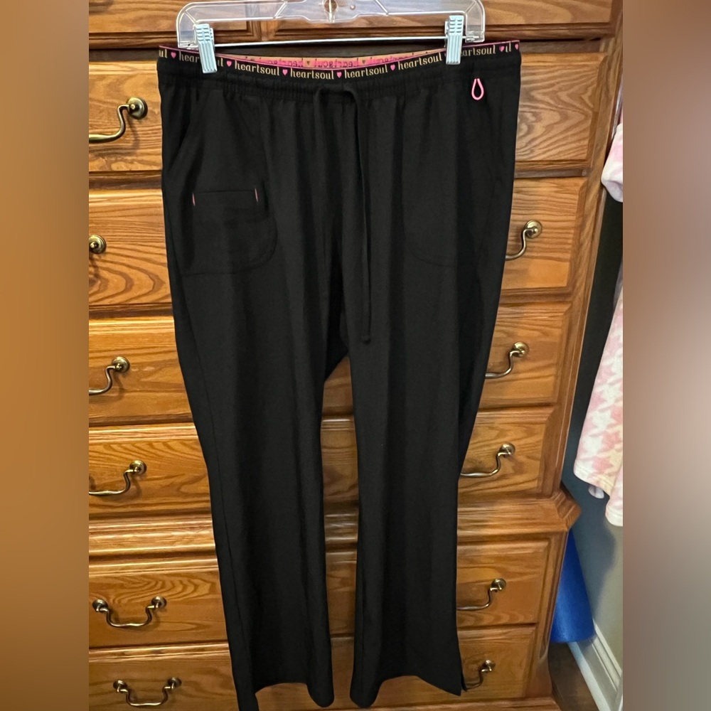 Heart Soul Women's Wide Leg Pants in Black with Pink Accent